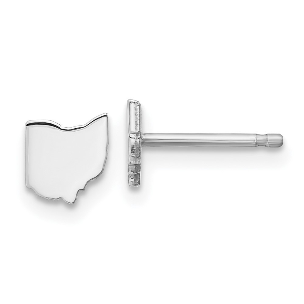 14k White Gold Ohio State Post Earrings
